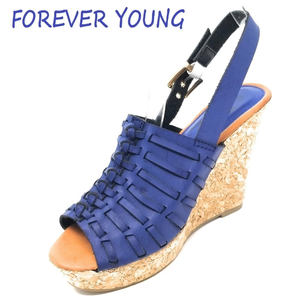 Women's Sandals, Tall Wedge Platform, HW-2645, Navy, Size 10